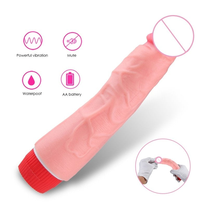 7-Inch Contoured Texture Personal Wellness Device - Adjustable Vibrating Silicone Massager