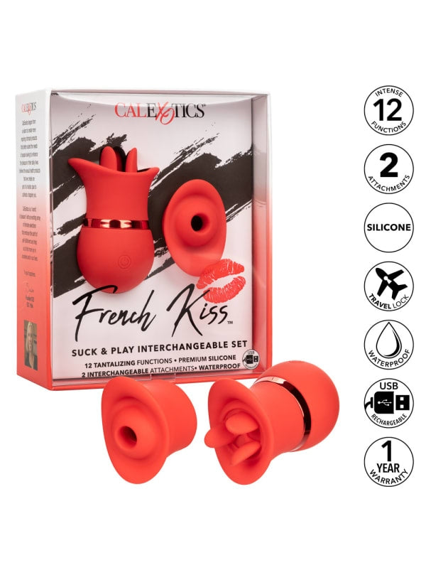 French Kiss Personal Wellness Set - Rechargeable 2-in-1 Silicone Sonic Massager